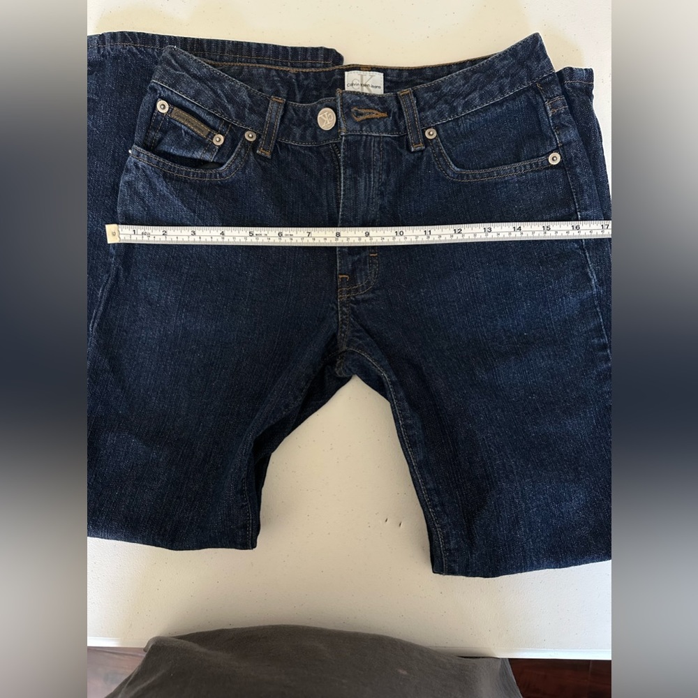 Vintage Y2K Calvin Klein Mid-Rise Flare Double Stone Wash Jeans Size 1 - Picture 8 of 12
